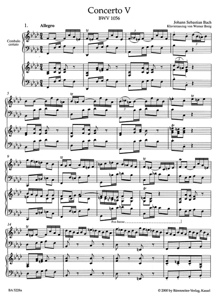 Bach J.S. - Concerto N°5 En Fa Mineur BWV 156 - Clavecin