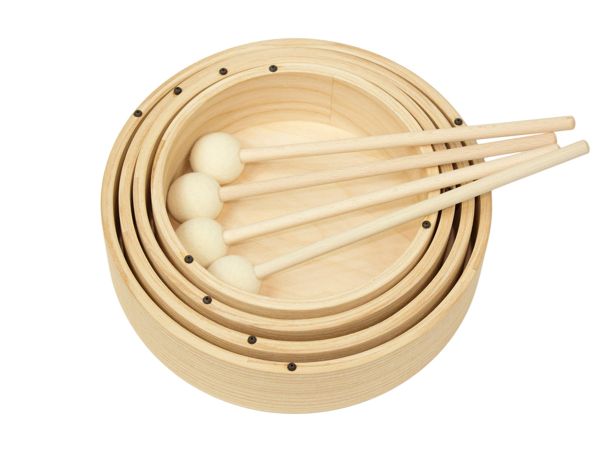 Set De 4 Toms En Bois + 4 Baguettes - 3+