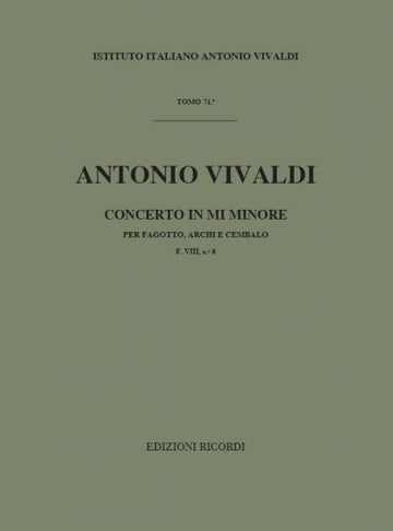 Vivaldi A. - Concerto In Mi Min. RV 484 - F.viii/6 - Basson