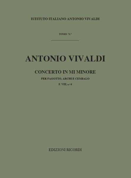 Vivaldi A. - Concerto In Mi Min. RV 484 - F.viii/6 - Basson