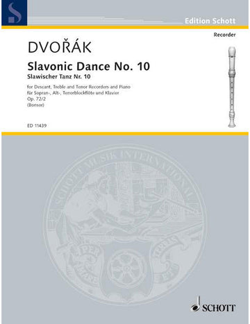 Dvorák - Slavonic Dance No 1 Op. 72/2 - 3 Flute A Bec (sat) et Piano