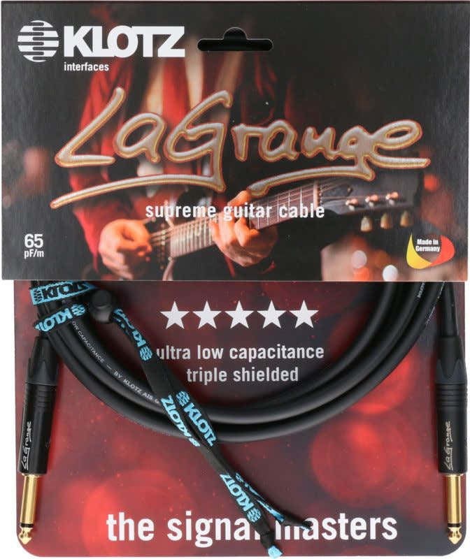 LA-grange Câble Instr. Noir 9M Jack Mono - Jack Mono Conta En Or