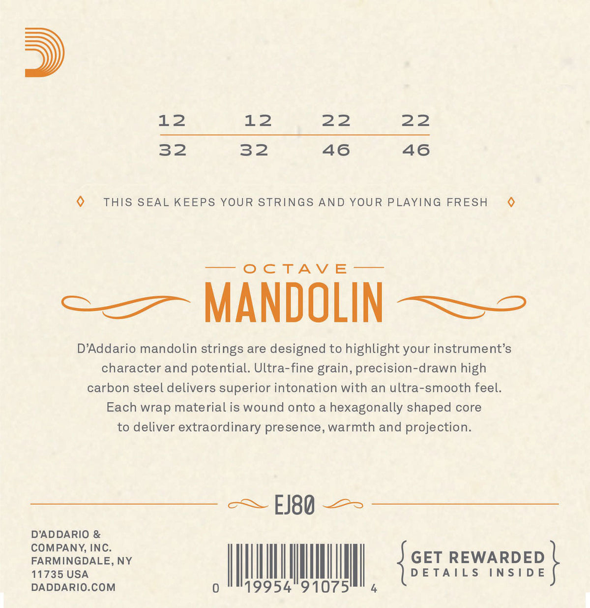 EJ80 Cordes pour Mandoline Medium 12-46
