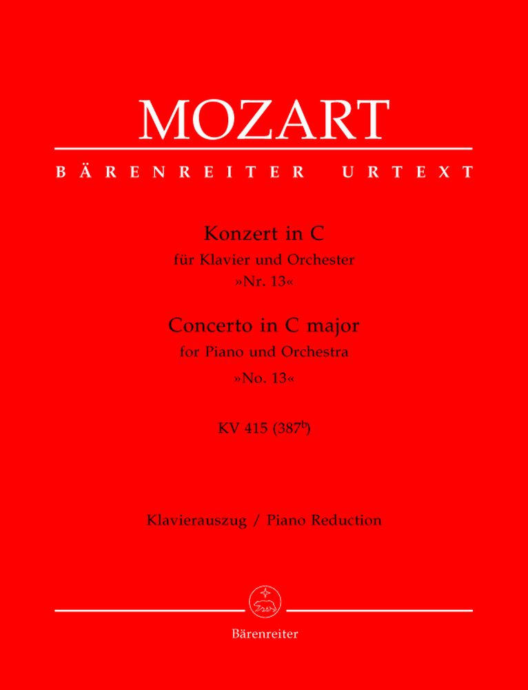 MOZART W.A. - CONCERTO EN DO MAJEUR POUR PIANO ET ORCHESTRE N°13 KV 415 - REDUCTION PIANO