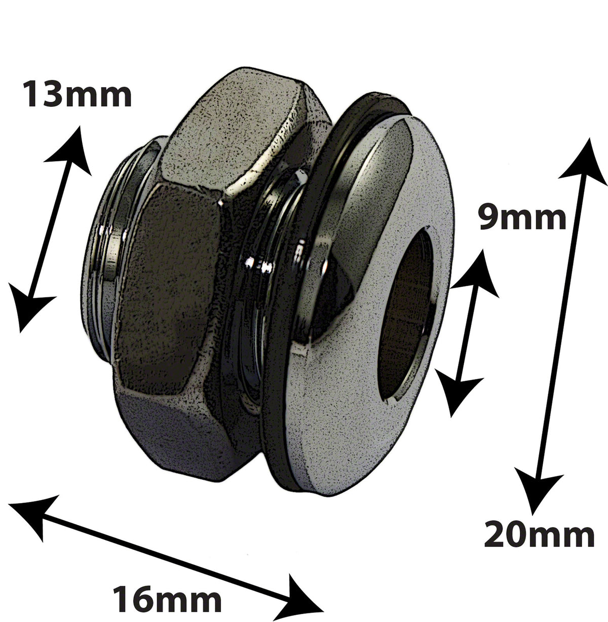 AVH1Bk - Drukontlastingsopening Van Spuitgietwerk 16mm Zwart