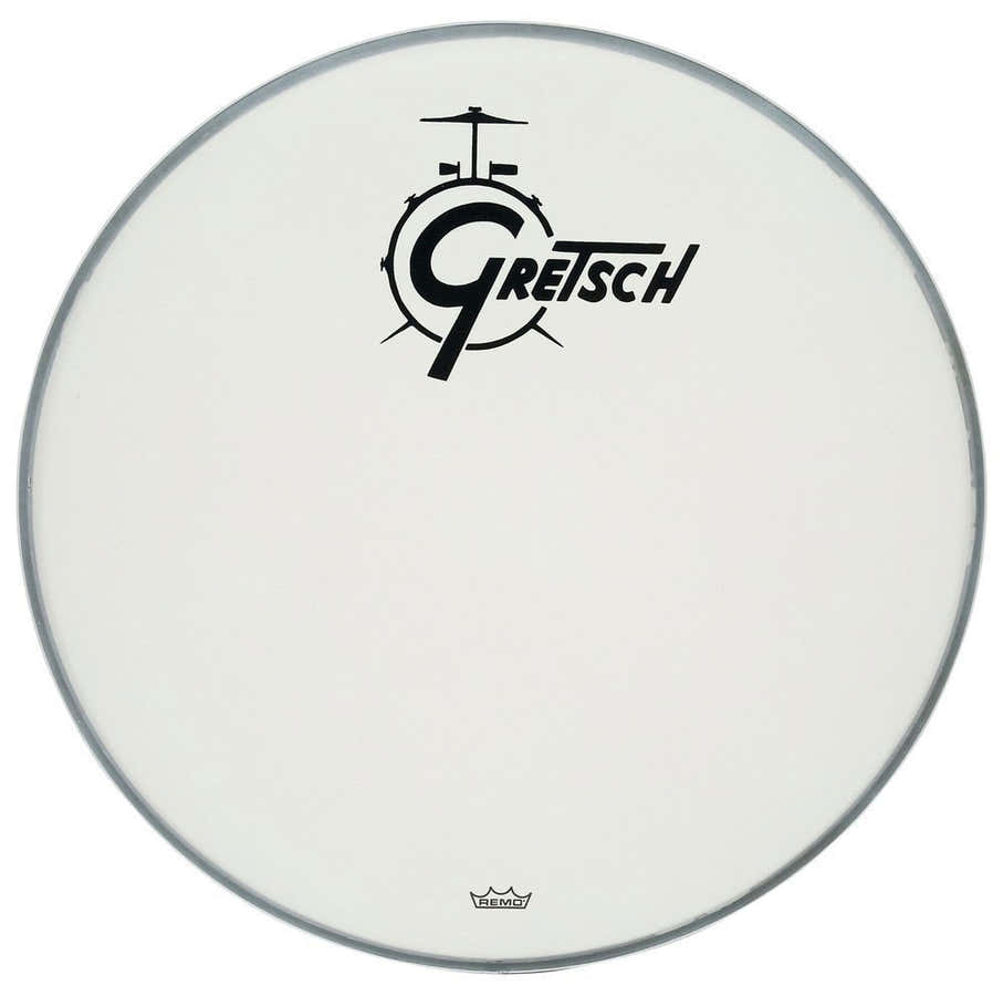 Ambassador White Coated 22" Logo Gretsch Drums Resonance