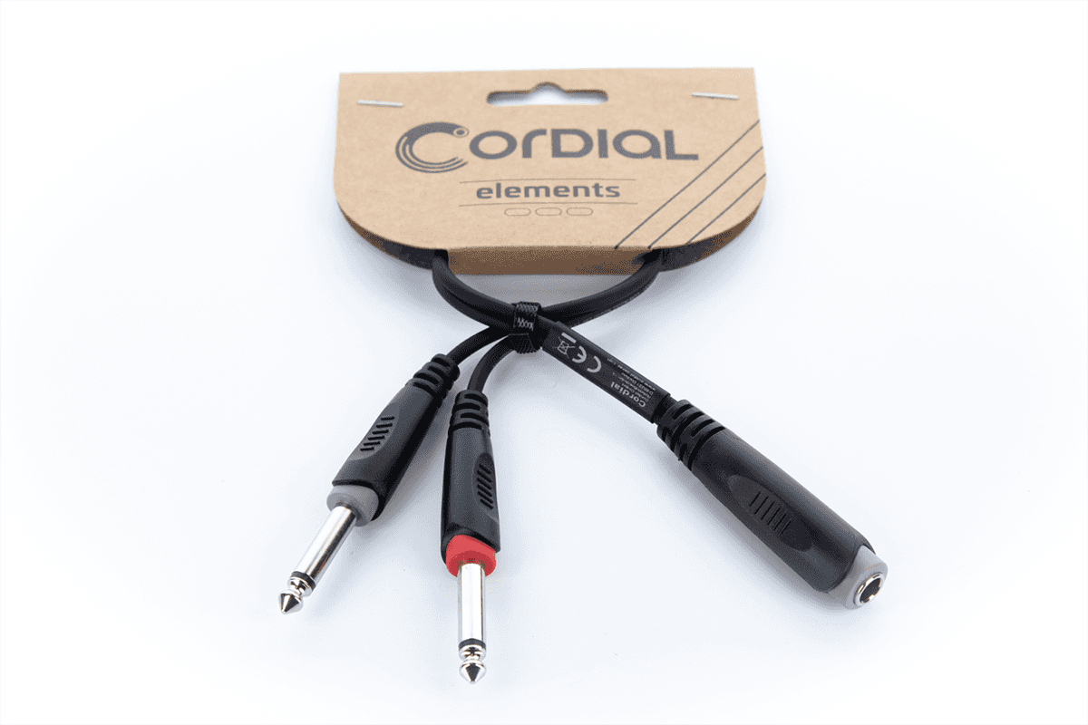 Kabel Y Splitter Stereo-Jack Vrouwelijk / 2 Mono-Jacks Mannelijk 30 cm