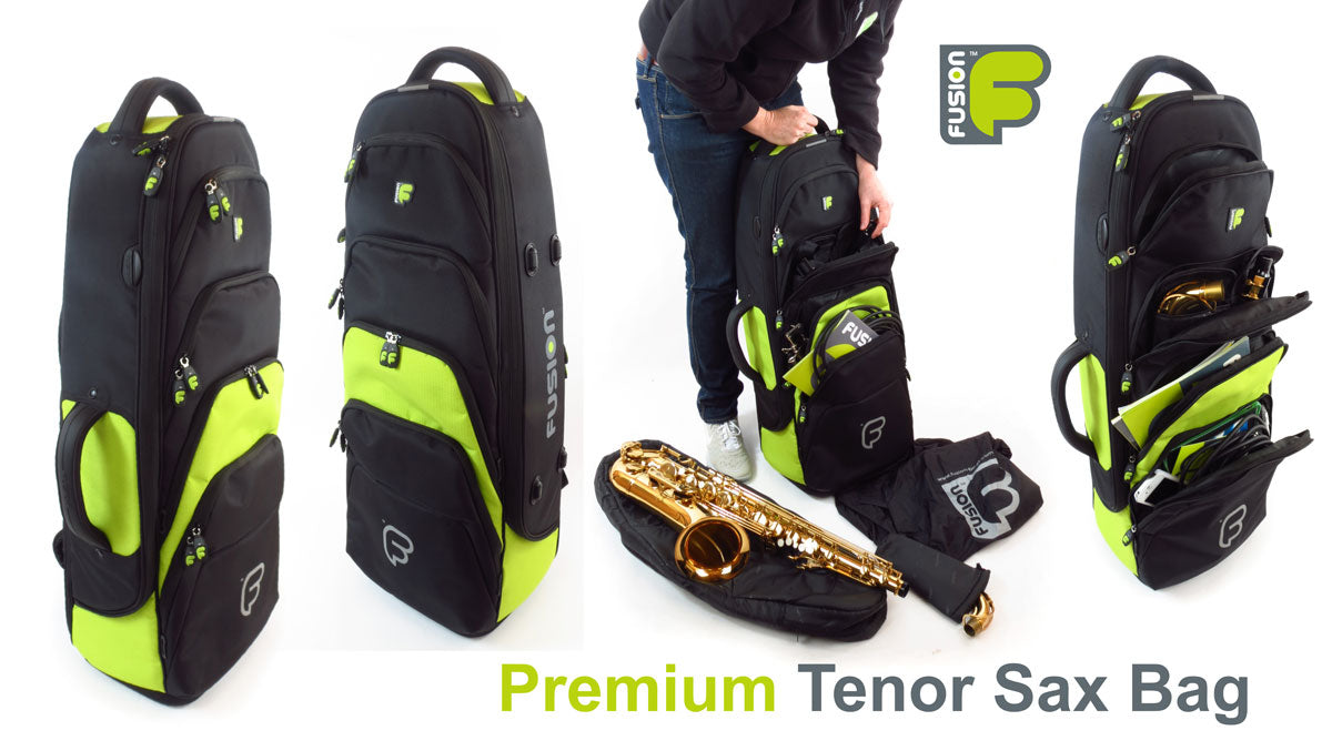 Premium Zwarte/Groene Tenorsaxofoonhoes