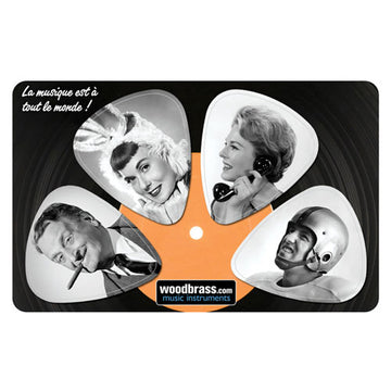 Pikcard Fifties Woodbrass Carte 4 Médiators Détachables