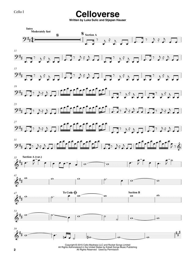 2cellos Sheet Music Collection - Violoncelle (sulic Luka / Hauser Stjepan)