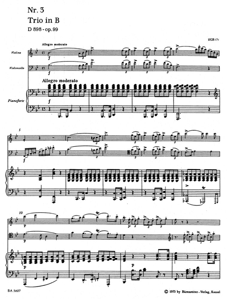 Schubert Franz - Trio B Flat Op.99 - Violin Cello And Piano