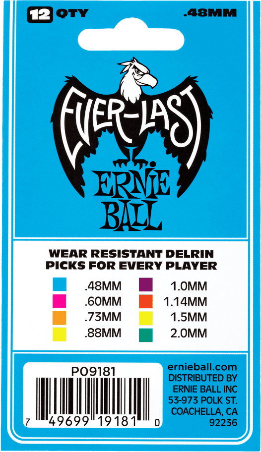Plectrums Everlast Zakje van 12 Blauw 0,48mm