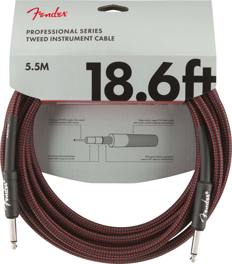 5,5m Professional Instrument Cable Red Tweed