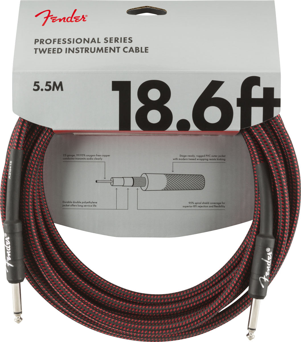 PROFESSIONAL INSTRUMENT CABLE 18.6' RED TWEED