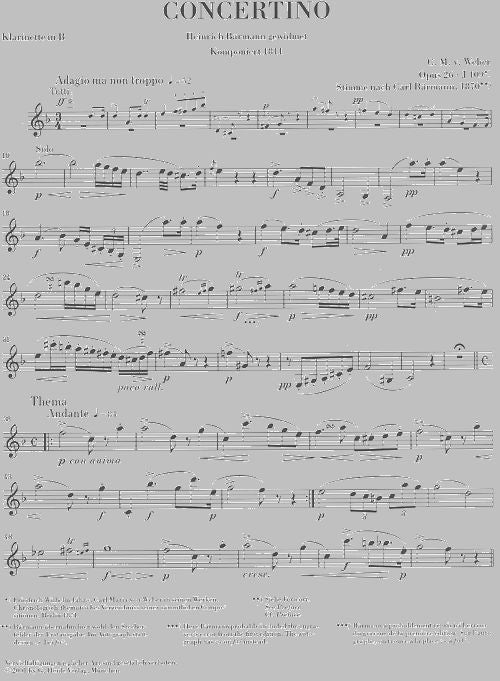 Weber C.M.V. - Concertino Op. 26 For Clarinet And Orchestra