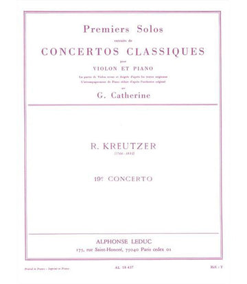 KREUTZER - SOLO N°1 DU CONCERTO N°19 (CATHERINE) - VIOLON ET PIANO