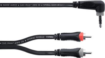 Y-kabel Haakse Stereo-mini-jack / 2 RCA 1 M