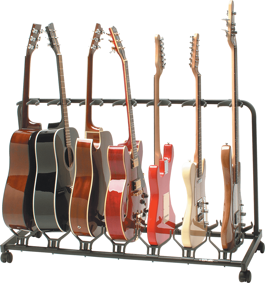 GS471 7-GUITAR STAND WITH WHEELS BLACK