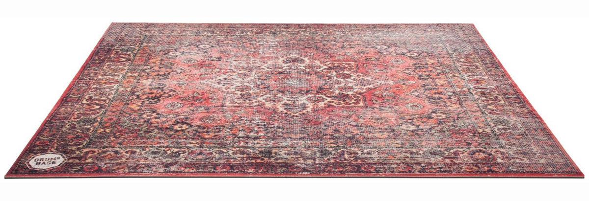 Suspension Libre & Réduction du Bruit d'Impact de 27dB - Tapis de Batterie 1.50 x 1.30m - Persian Worn Red