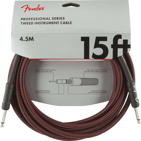 Fender PROFESSIONAL INSTRUMENT CABLE 15' RED TWEED