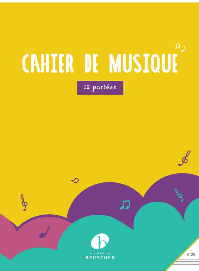Cahier de Musique 12 Portées + Reliure Spirale