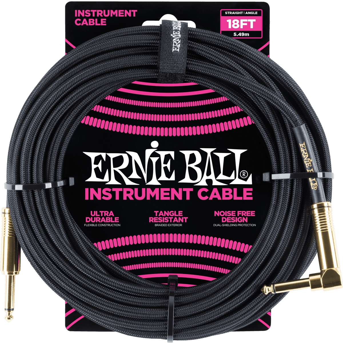 Cables Instrument Gaine Tisse Jack/jack Coudé 5,5M Noir
