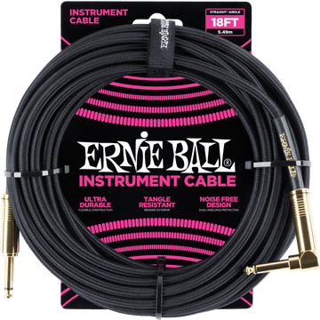 Cables Instrument Gaine Tisse Jack/jack Coudé 5,5M Noir